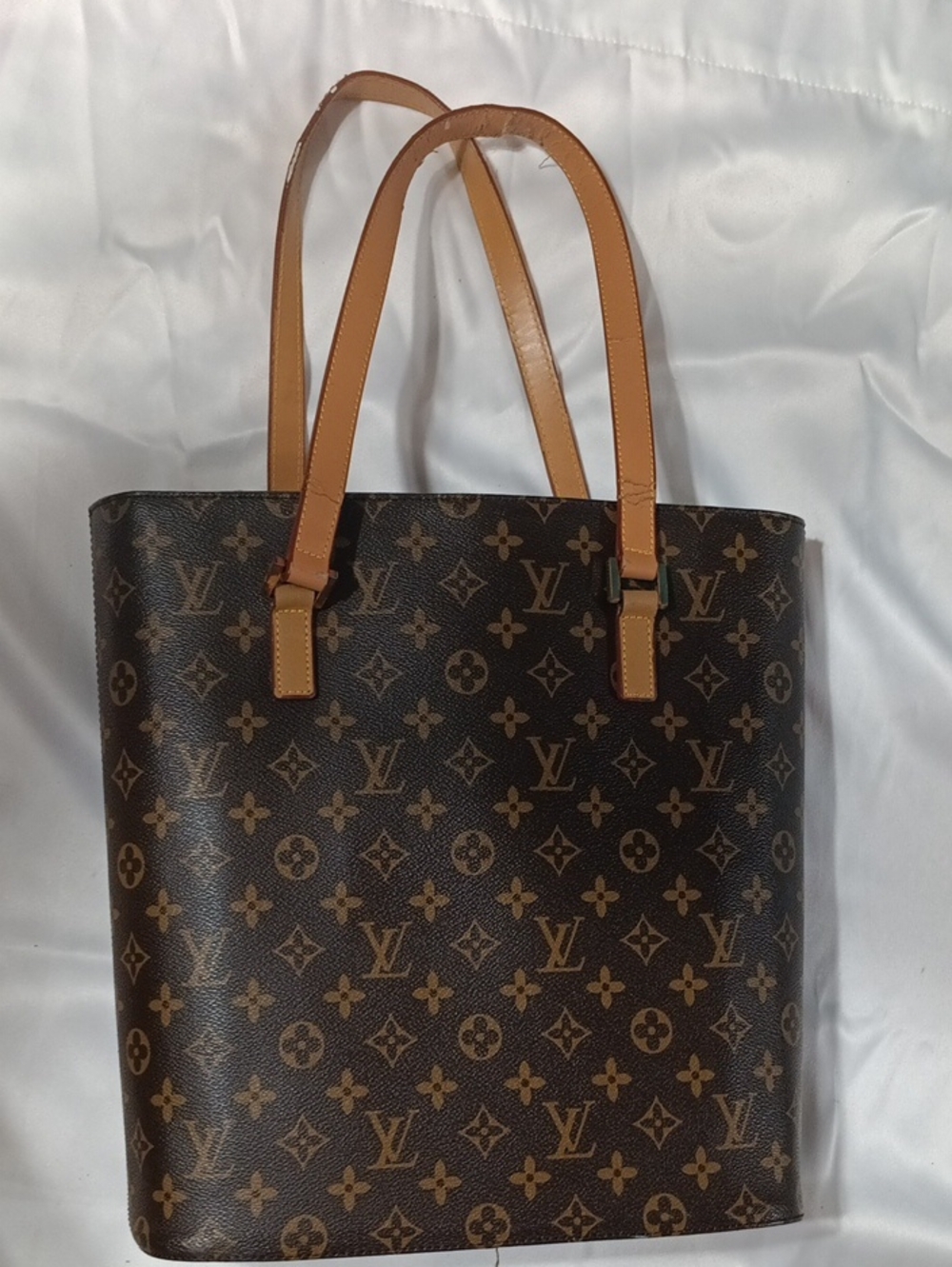 Louis Vuitton Brown Monogram Canvas Tote with Tan Leather Handles